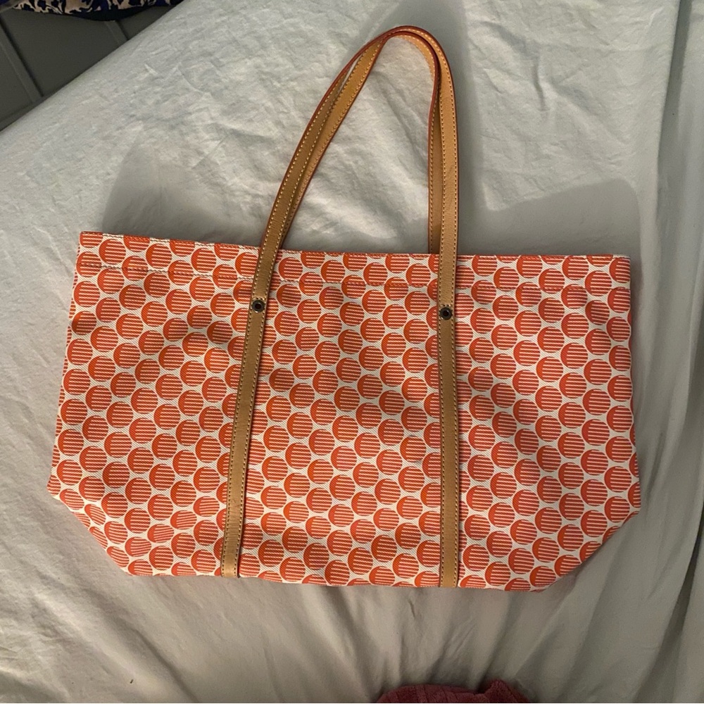 Lacoste Orange and Cream Patterned Tote